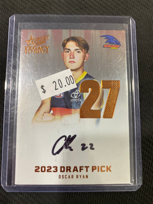 2024 AFL Select Legacy Ultimate - Oscar Ryan - Draft Pick Signature Copper 135/175
