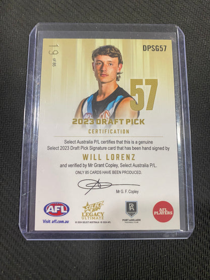 2024 AFL Select Legacy Ultimate - Will Lorenz - Draft Pick Signature Gold 19/85