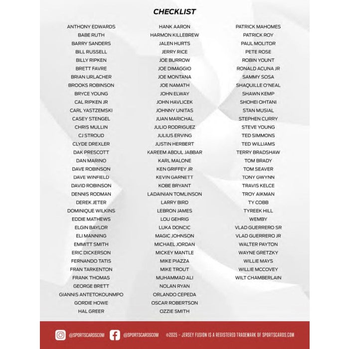 PRE ORDER - LATE DECEMBER - 2025 Jersey Fusion Legendary Collection Box