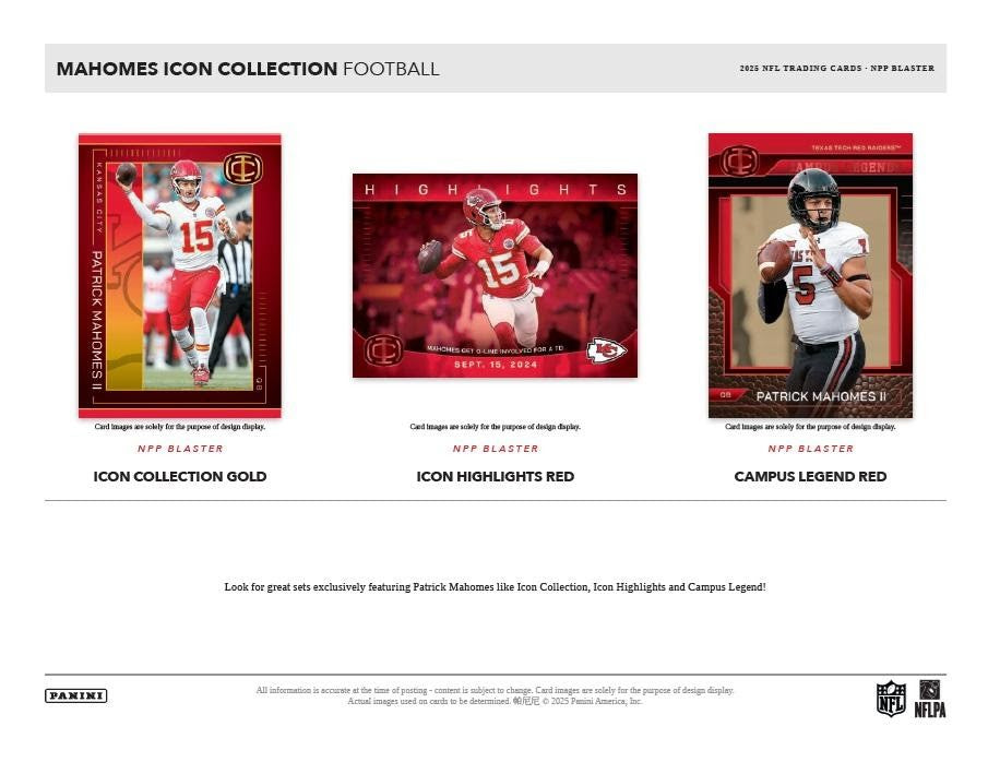 PRE ORDER - JANUARY 2026 - Panini 2025 Mahomes Icon Collection Football Blaster Box