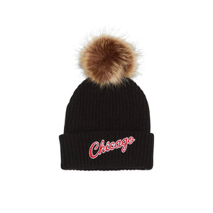 MITCHELL & NESS Chicago Bulls Letterhead Bobble Beanie - Black