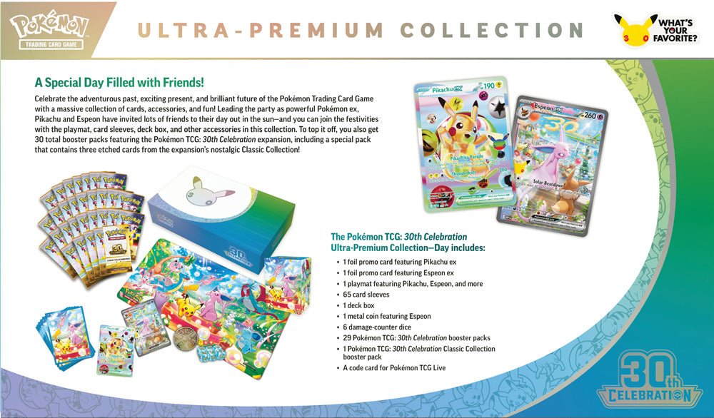 PRE-ORDER COMING SOON: Pokémon TCG: 30th Celebration Ultra-Premium Collection Day