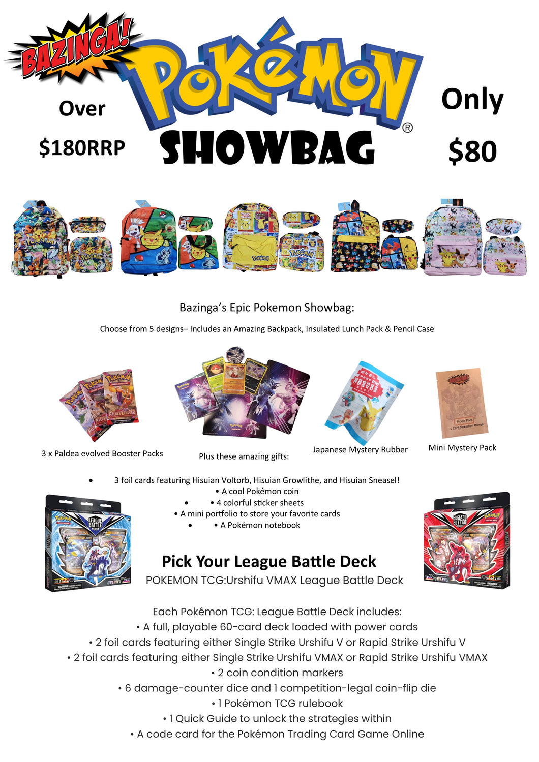 Bazinga's Pokemon Showbag- Available for shipping from 1st Sept