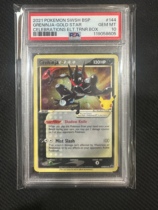 Pokémon - Greninja Gold Star - Celebrations ETB Promo - PSA Gem MT 10