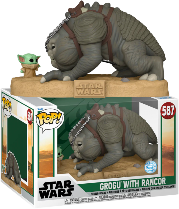 Star Wars: The Book of Boba Fett - #587 Grogu with Rancor Jumbo 10” Pop! Vinyl Figure