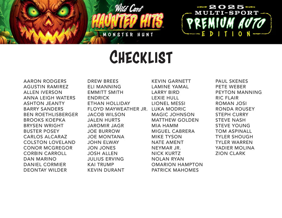 PRE ORDER - EARLY DECEMBER - 2025 Wild Card Multi-Sport Haunted Hits Premium Auto Edition Hobby Box