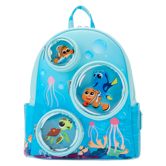 LOUNGEFLY - Finding Nemo - 20th Anniversary Bubble Pocket Glow in the Dark 10” Faux Leather Mini Backpack