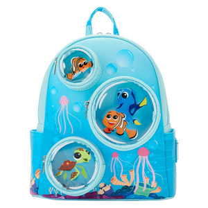 LOUNGEFLY - Finding Nemo - 20th Anniversary Bubble Pocket Glow in the Dark 10” Faux Leather Mini Backpack