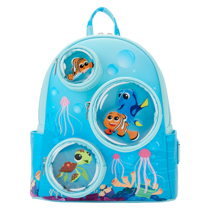 LOUNGEFLY - Finding Nemo - 20th Anniversary Bubble Pocket Glow in the Dark 10” Faux Leather Mini Backpack