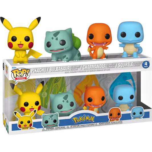 Pikachu, Bulbasaur, Charmander, Squirtle 4 pack POP! Vinyl