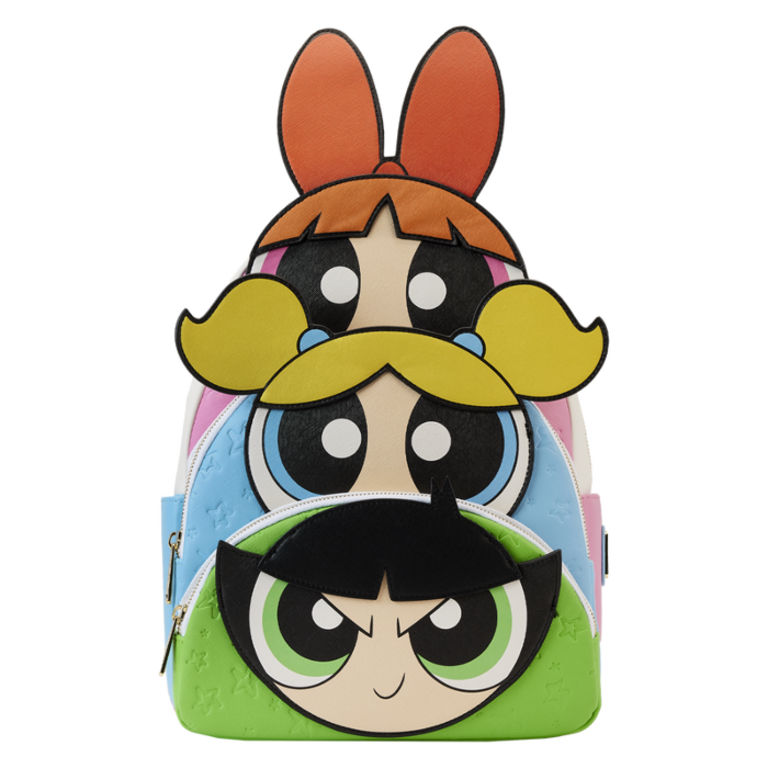 LOUNGEFLY - The Powerpuff Girls - Triple Pocket 12” Faux Leather Backpack