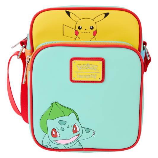 Pokemon - Color Block Starters 8" Faux Leather Crossbody Bag
