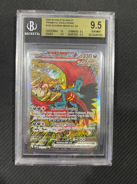 Roaring Moon ex 162/131 Beckett 9.5 GEM MINT - Prismatic Evolutions - Special Illustration Rare
