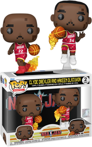 NBA Basketball: Jam - Clyde Drexler & Hakeem Olajuwon 8-Bit Pop! Vinyl 2-Pack