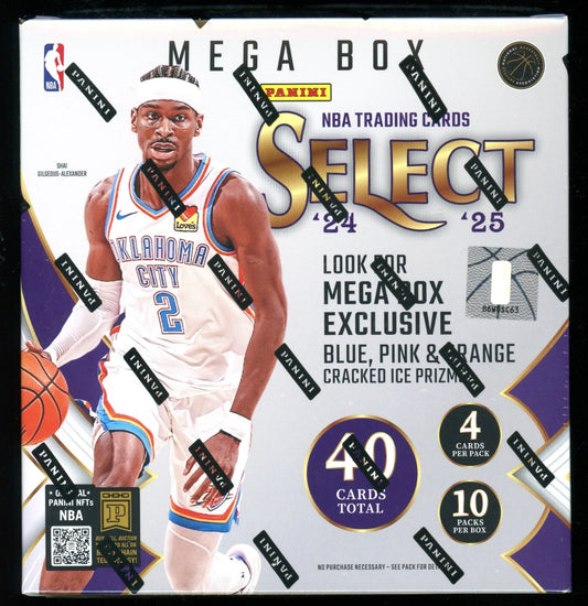 2024-25 Select Mega Box - 40 Card Mega Box - Blue, Pink & Orange Ice Prizms  we