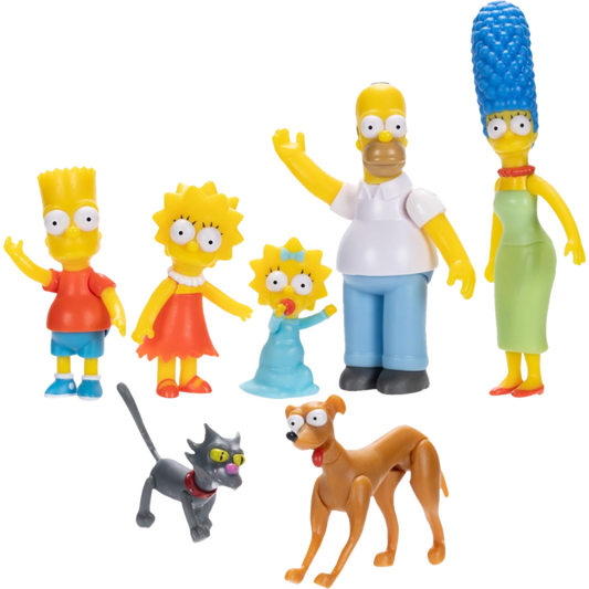 The Simpsons - Homer, Marge, Bart, Lisa, Maggie, Santa’s Little Helper, & Snowball II Simpsons Family 2.5" Scale Action Figure 7-Pack