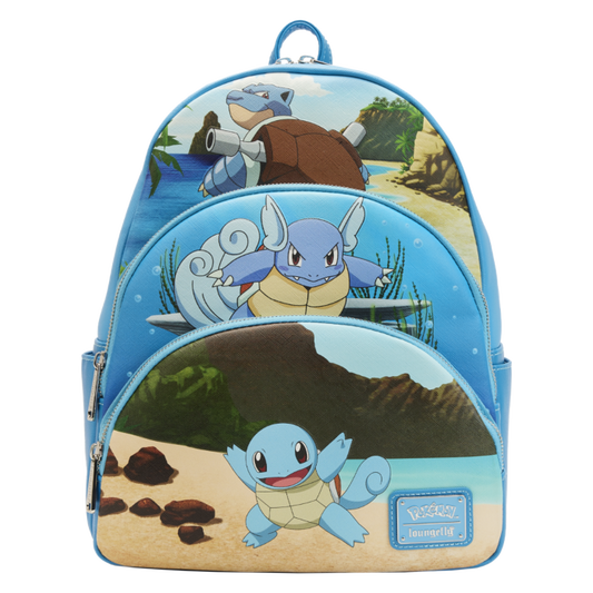 LOUNGEFLY - Pokemon - Squirtle Evolutions 13” Faux Leather Backpack