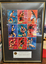Load image into Gallery viewer, 1995 Bewick Enterprises Football Quarters Series 1 &amp; 2 uncut signature sheets Framed
